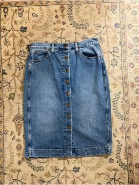 J. Crew Blue Button-Front Denim Pencil Skirt